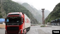 RUSSIA -- An Armenian truck passes through the newly expanded Russian checkpoint at the Upper Lars border crossing with Georgia, June 21, 2023.