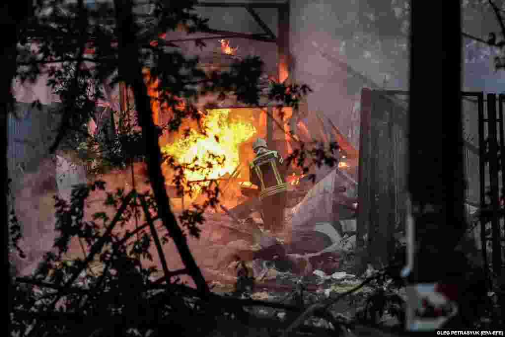 Rescue workers were on the scene battling the blazes in the nation&#39;s capital. Casualties were reported in population centers including Kyiv, Cherkasy, and Kherson.