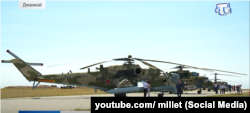 Вертолеты на военном аэродроме «Джанкой», апрель 2023 года. Скриншот видео