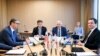 Predsjednik Srbije Aleksandar Vučić, specijalni predstavnik EU za dijalog Miroslav Lajčak, šef EU diplomatije Josep Borrell i premijer Kosova Albin Kurti na sastanku u Briselu 2. maja 2023.