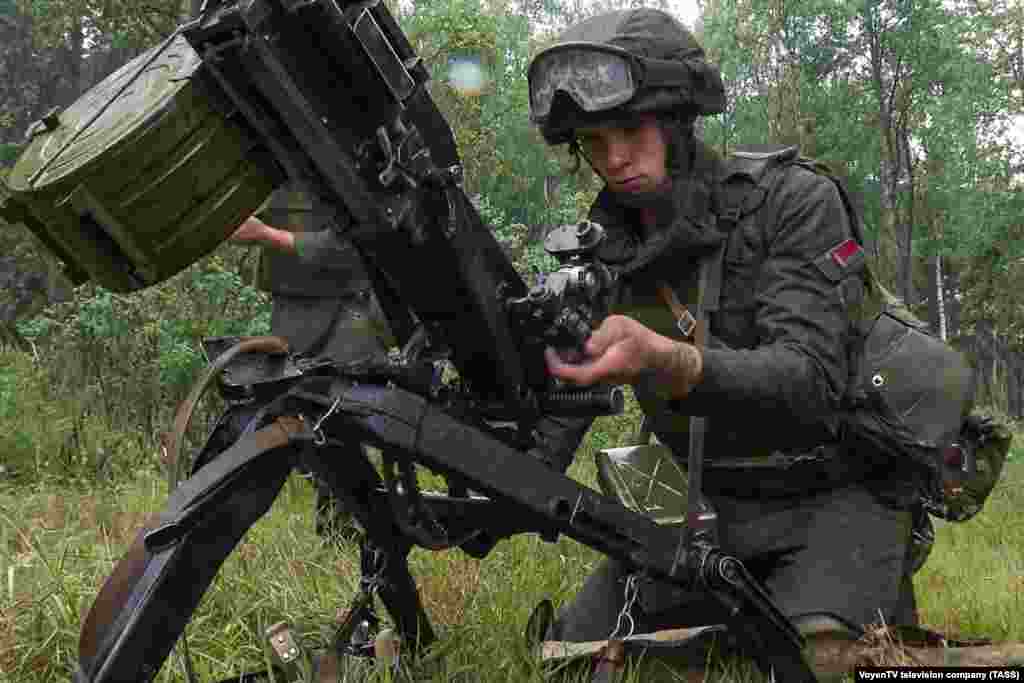 A Belarusian soldier operating an automatic grenade launcher. Warsaw announced on July 20 that it would move military units to Poland's eastern border specifically due to the presence of Wagner fighters in Belarus.