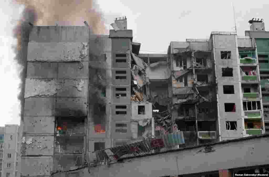 UKRAINE - A view shows a residential building damaged by recent shelling, as Russia's invasion of Ukraine continues, in Chernihiv, Ukraine March 3, 2022