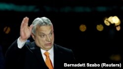 Виктор Орбан шайлоону жеңгенден кийин. Будапешт,. 3-апрель, 2022-жыл