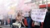 Članice "Ženske solidarnosti" poručile su sa petog protesta da nastavljaju borbu protiv nasilja nad ženama, 1. novembar 2022.