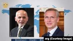 گفتگوی تلفونی ینس ستولتنبرگ، منشی عمومی ناتو (راست) با محمد اشرف غنی