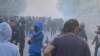 Protesters are seen in Khorugh, Tajikistan, on May 16. 