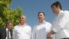 Lideri udružene opozicije Nebojša Medojević (PzP), Srđan Milić, Andrija Mandić (NOVA) i Neven Gošović (SNP) prilokom nedavnog zvaničnog proglađšenja predizborne kampanje, foto: Savo Prelević