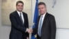 Belgium - EU Commissioner for Trade Karel De Gucht (R) meets with Armenian Prime Minister Tigran Sarkisian in Brussels, 05Dec2011.