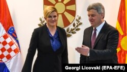 Хрватската претседателка, Колинда Грабар Китаровиќ со претседателот Ѓорѓе Иванов