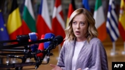 Премиерката на Италија Џорџа Мелони во Брисел, 28 јуни 2024 година.