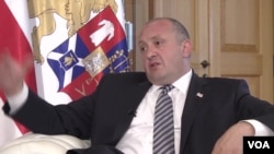 U.S. Vice President Mike Pence "mentioned that the future of Georgia will be in NATO and that the U.S. is backing up the 2008 NATO summit decision on future prospects of Georgia,” President Giorgi Margvelashvili (above) told VOA.