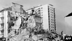 Слика објавена на 27 јули 1963 година од земјотресот во Скопско што се случи на 26 јули, Република Македонија, тогаш дел од Југославија.