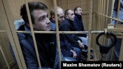 Богдан Небилиця та троє українських військових на засіданні суду в Москві, Росія, 15 січня 2019 року