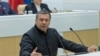 RUSSIA -- TV host Vladimir Solovyov speaks at the State Duma in 2018.