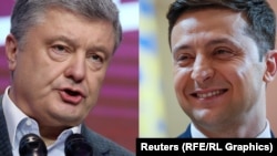 У другий тур вийшли Володимир Зеленський (справа) і Петро Порошенко (зліва)